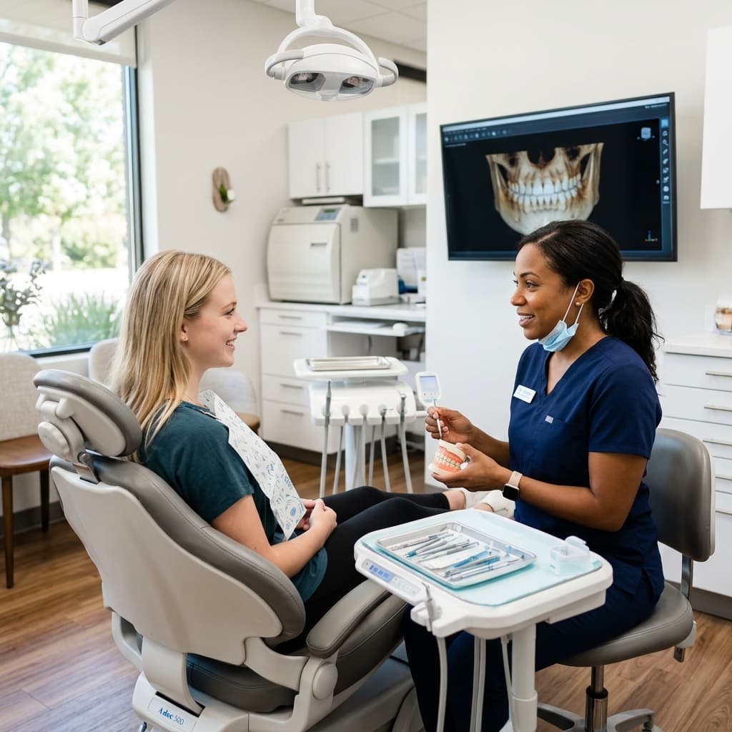 Happy patient & dentist at Marvel Dental in Fort Wayne-Huntington, IN